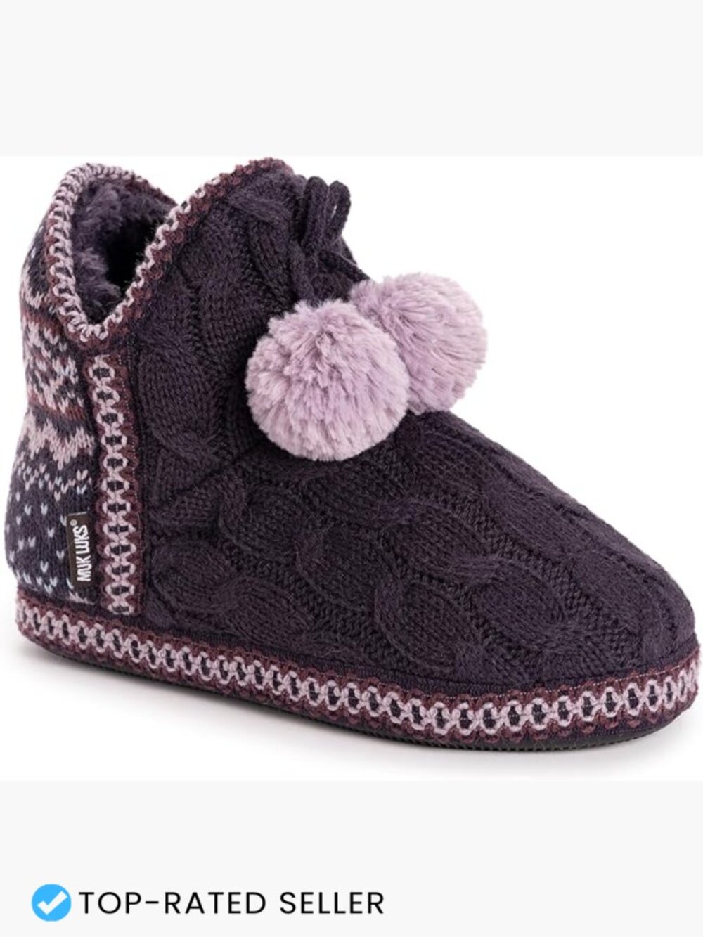 Faux Fur Pull-On Bootie Slippers Cozy Lightweight Plush Geometric Patterned